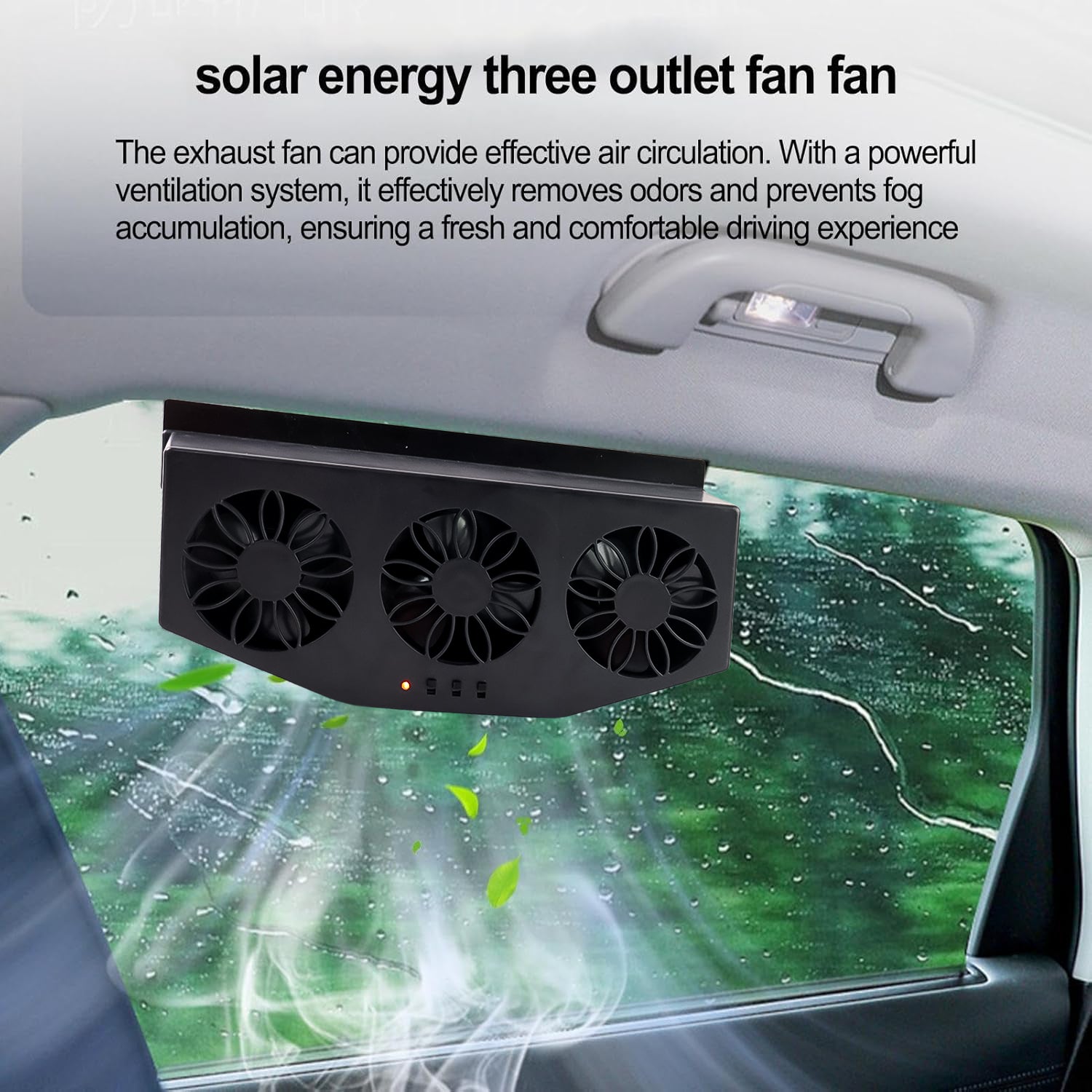 Triple Fan Solar Powered Car Exhaust Ventilation System with USB Charging