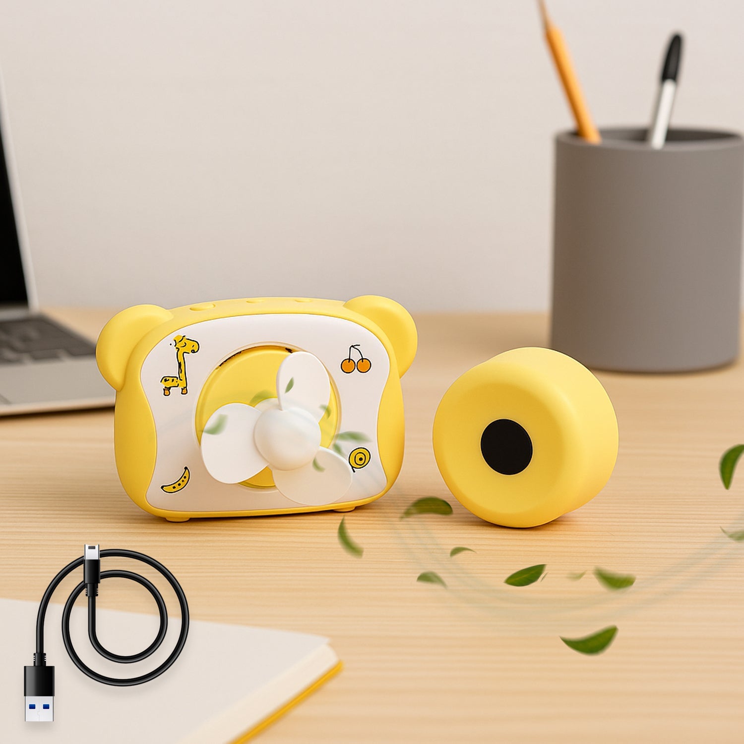 Cute Bear-Shaped Mini Rechargeable Fan (1 Pc)