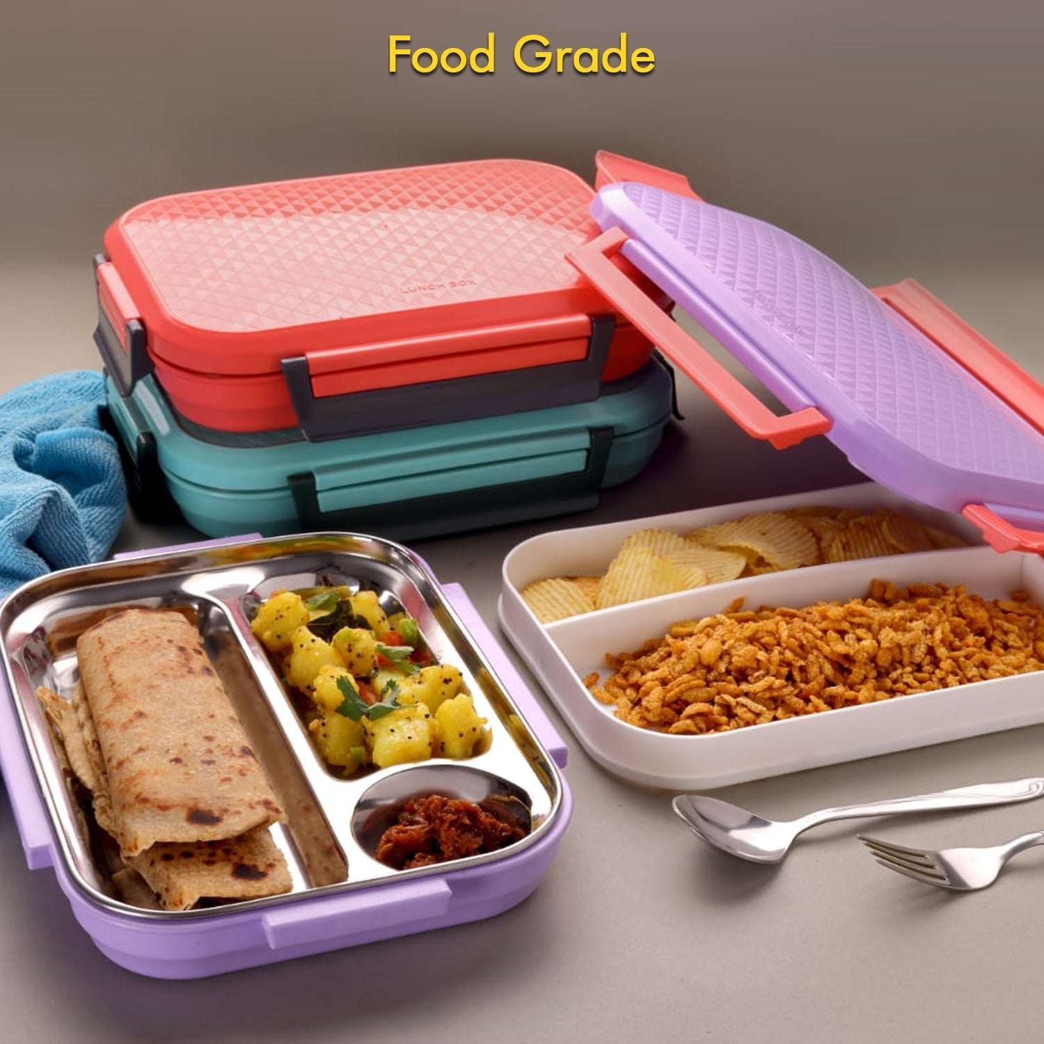 Premium Multi-Compartment Steel Lunch Box for Office, School & Travel