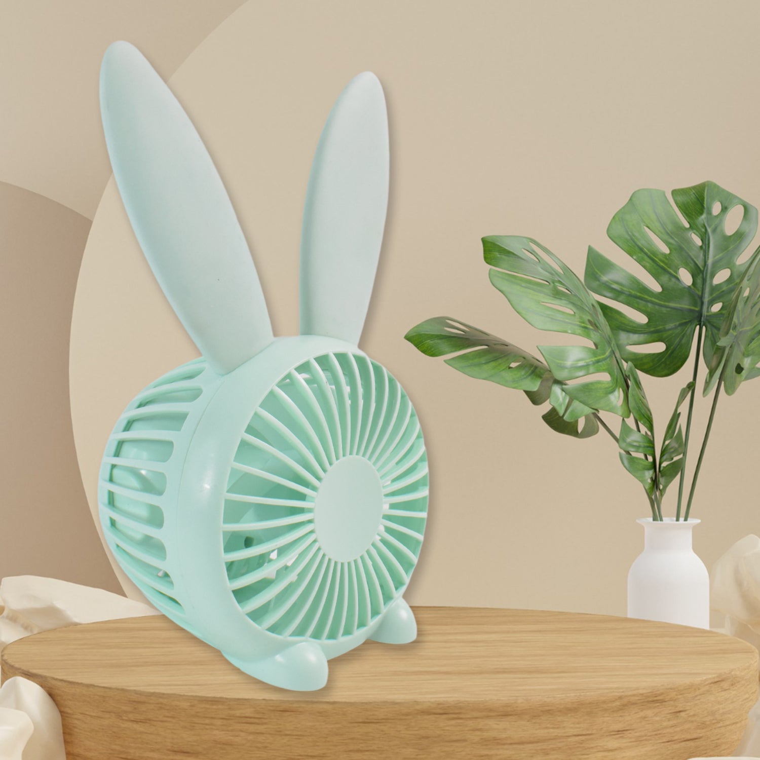 Cute Rabbit USB Desk Fan for Kids & Camping (1 Pc, Plastic, Mist Air)