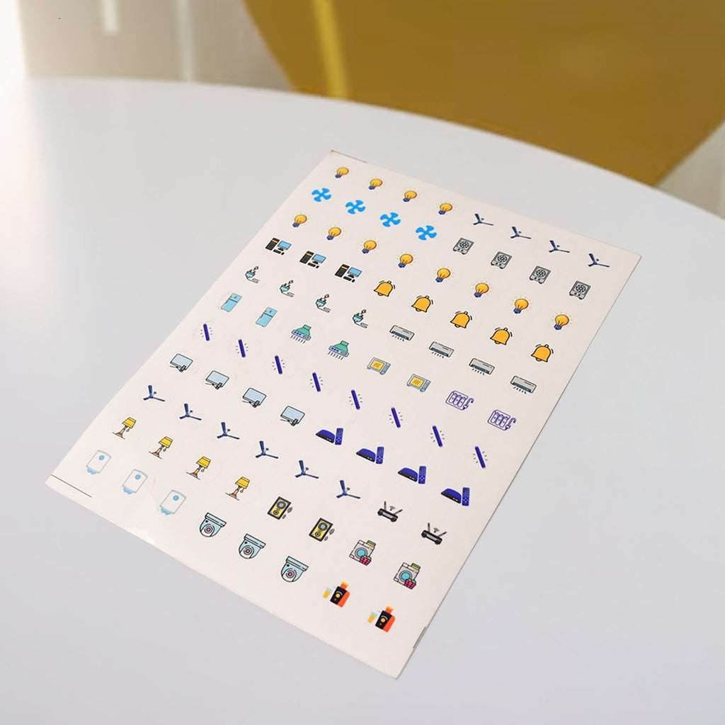 Pack of 10 Sheet Smart Switch Icon Sticker Sheet (10 Sheet, multi Icons)