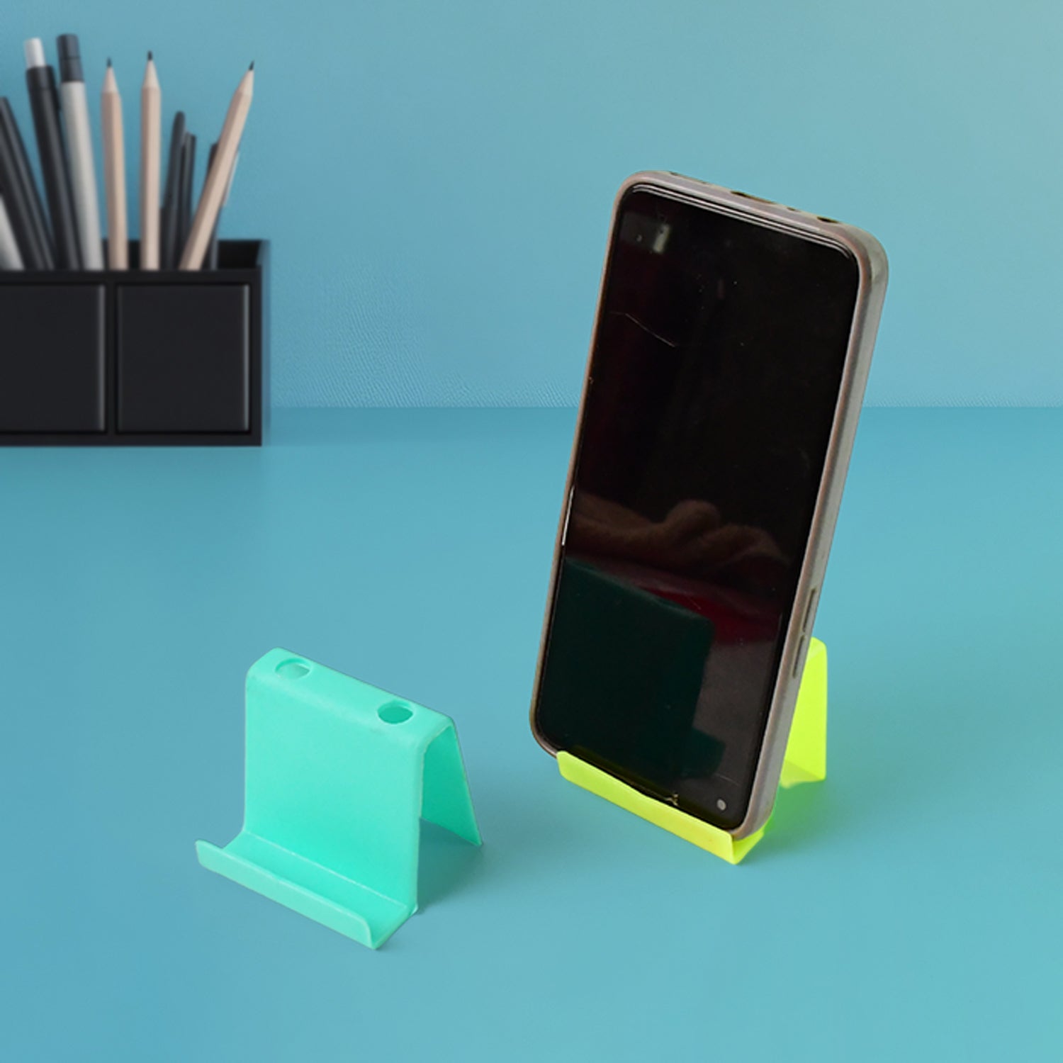 Customized / Personalized Multifunctional Plastic Mobile Phone Stand & Pen Holder (1 Pc & mix color)