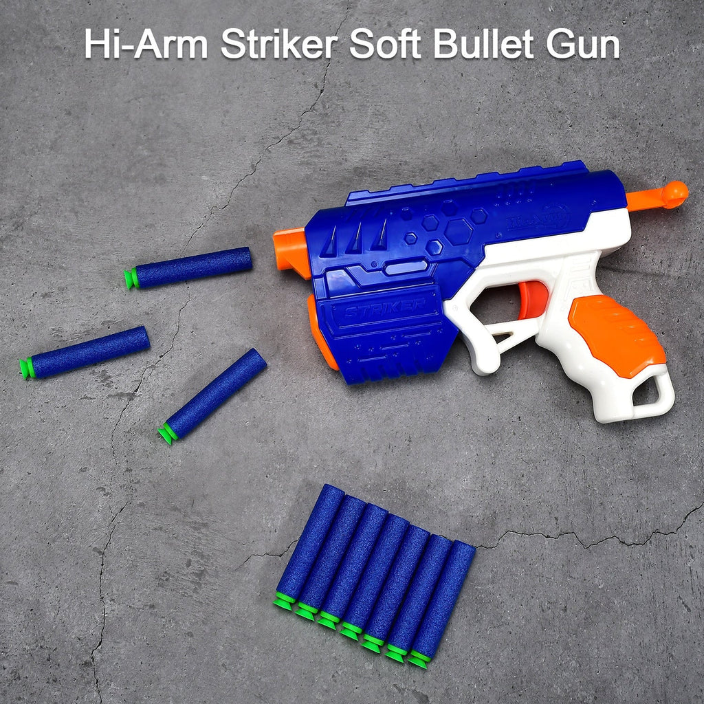 Hi-Arm Gun with 10x Foam Suction Bullets, ABS Plastic, Target Shooting