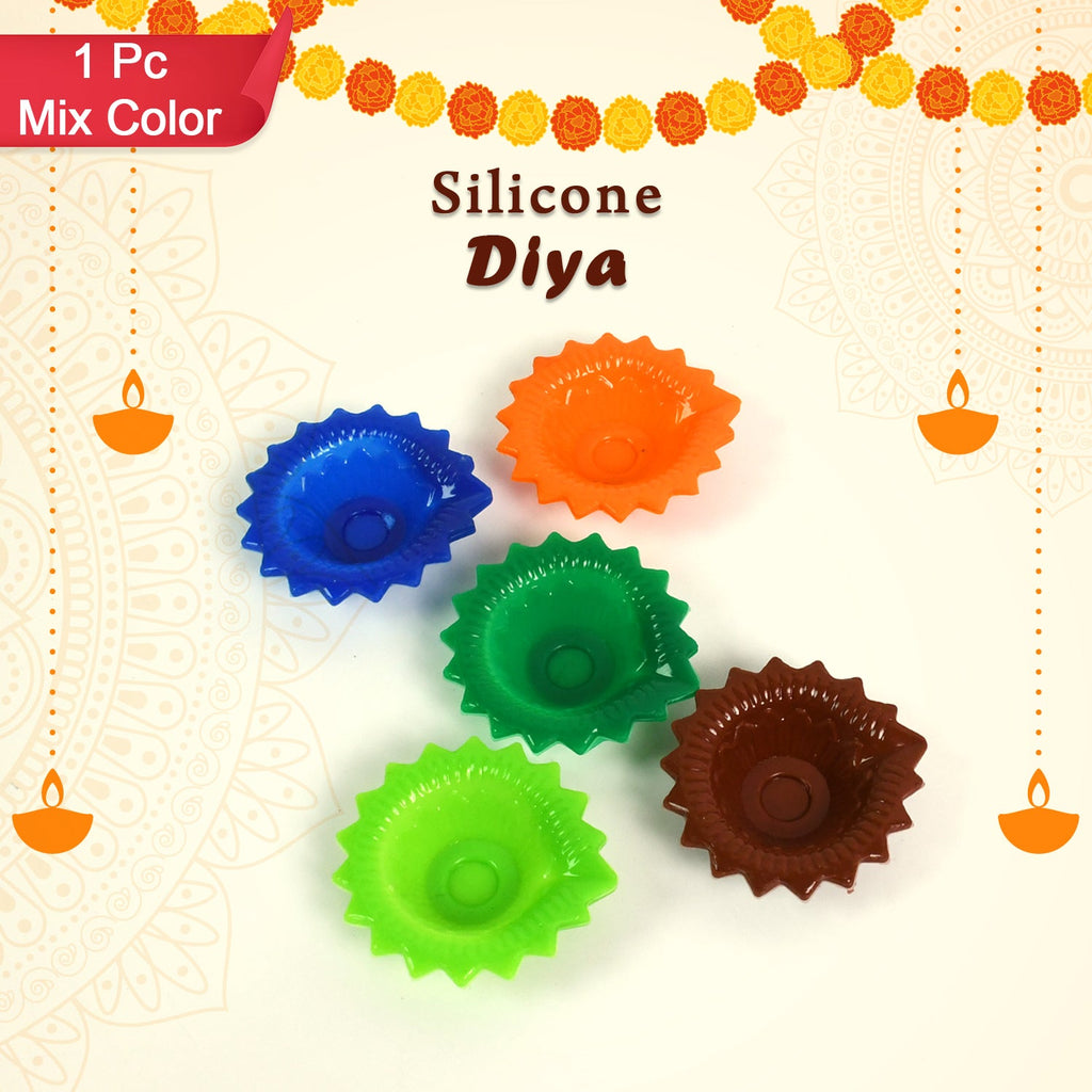 Silicone Diya for Diwali Attractive Design Colourful Diya Combo, Diwali (Mix Design /1 Pc)