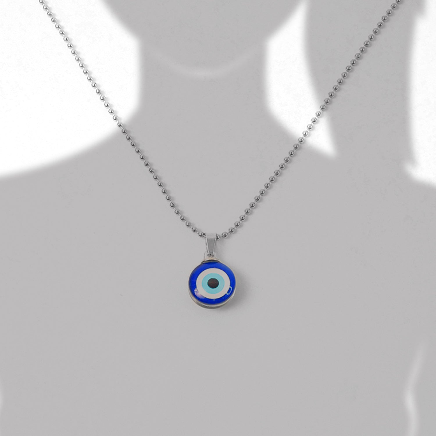 Tiny Blue Turkish Evil Eye Pendant Chain Necklace For Men And Women
