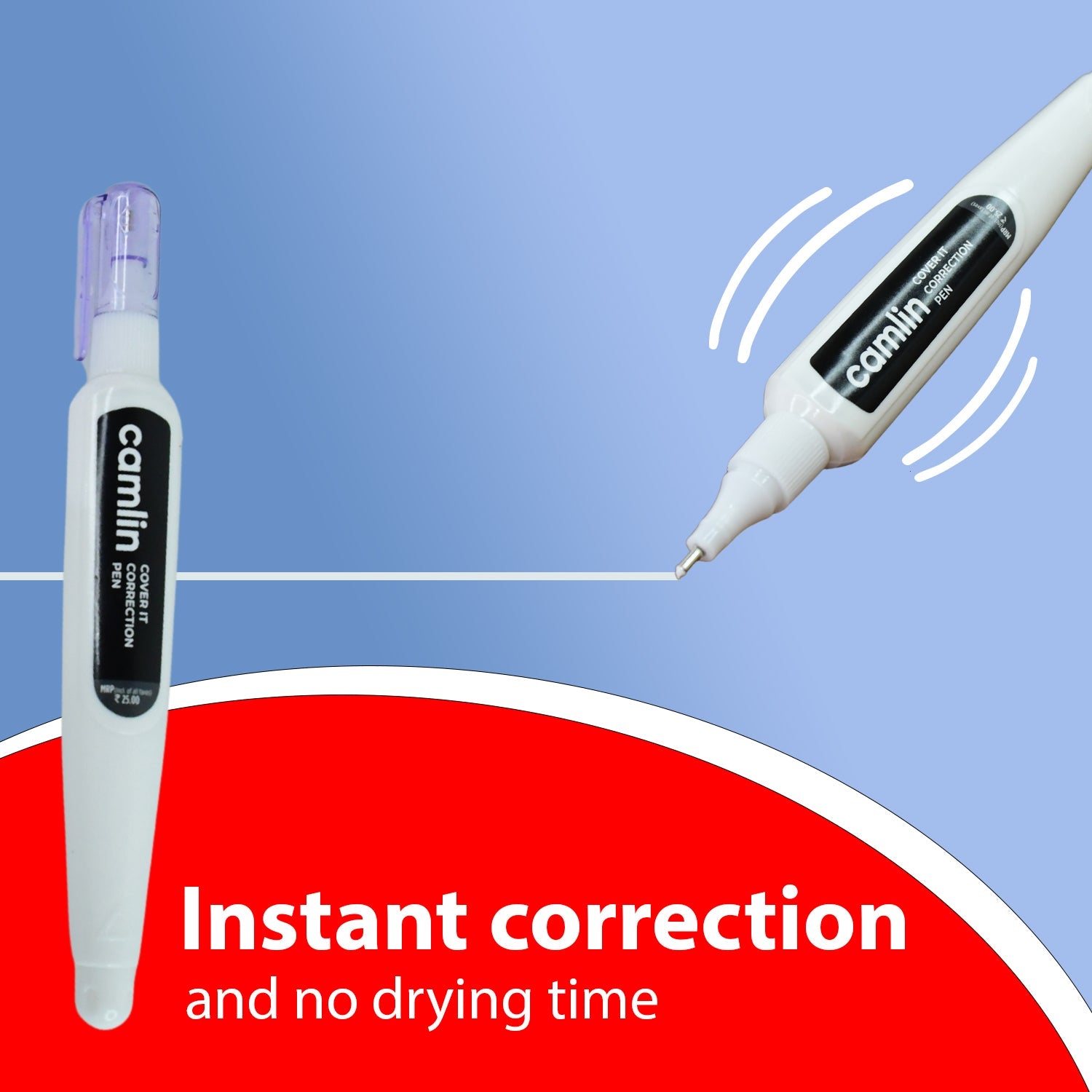 Camlin Cover It Correction Pen – Quick Dry & Smooth Coverage