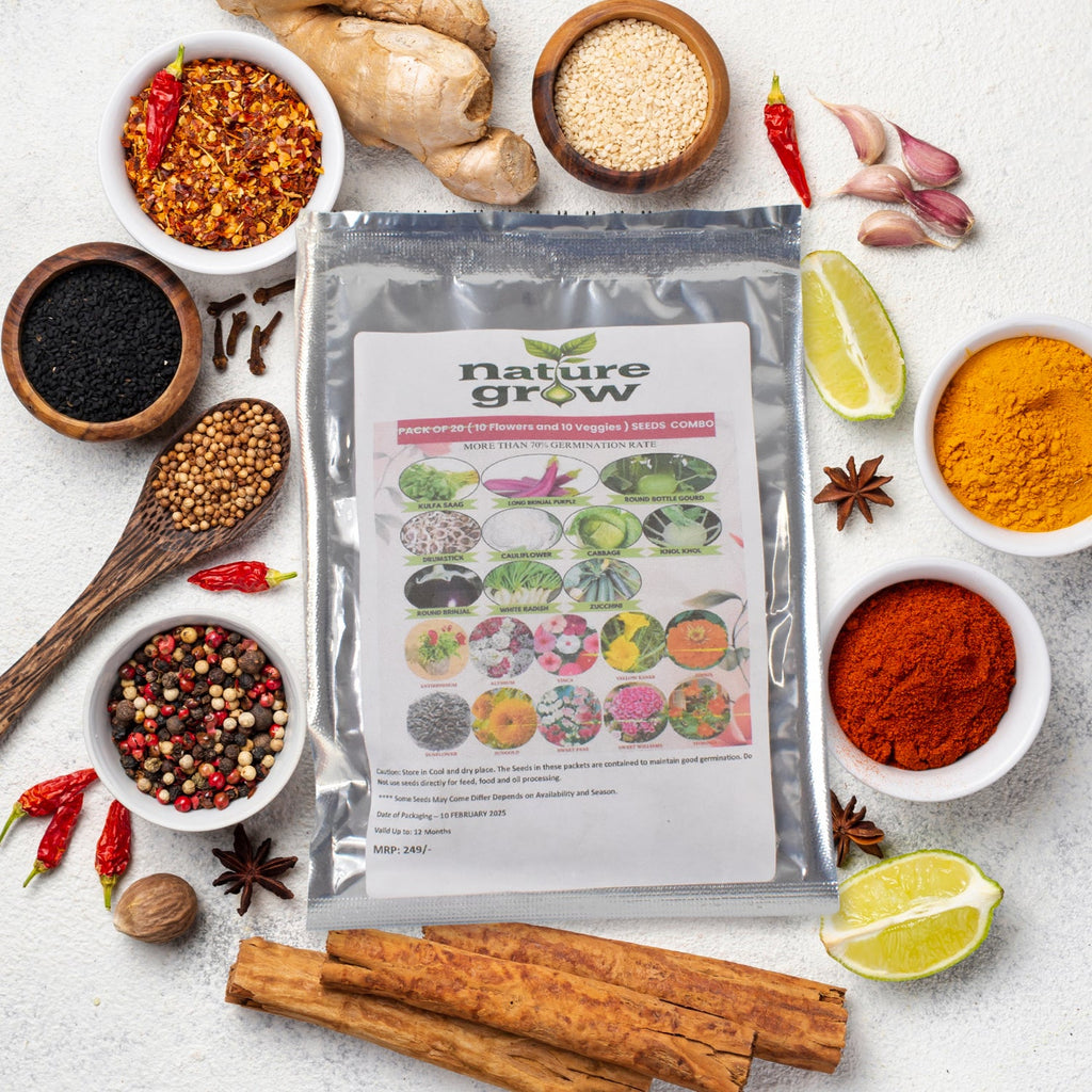 20 Varieties of Vegetable & Flower Seeds Combo (1 Pkt. / 20 Varieties)