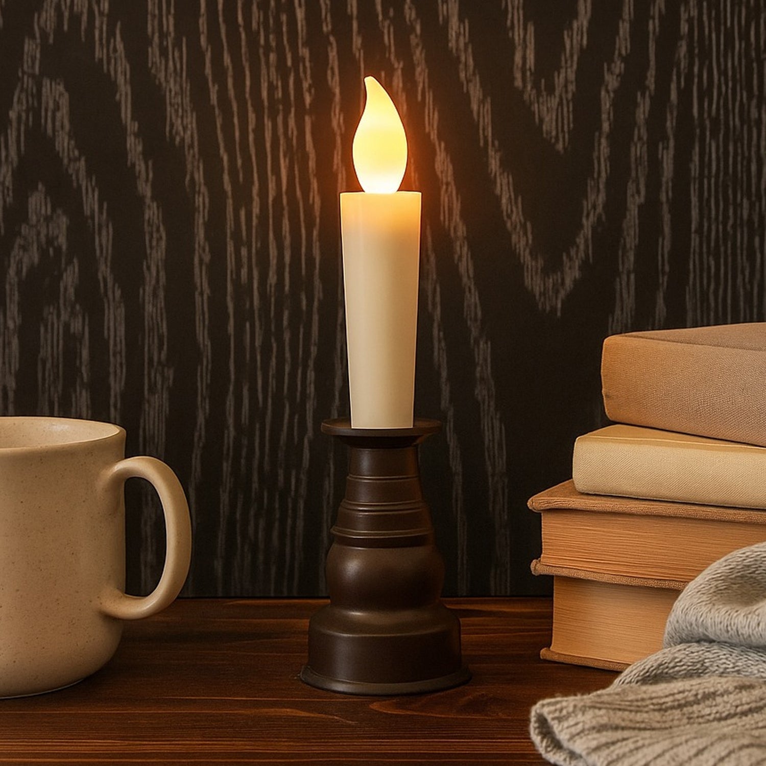 Premium LED Flameless Candle with Holder (1 Pc)