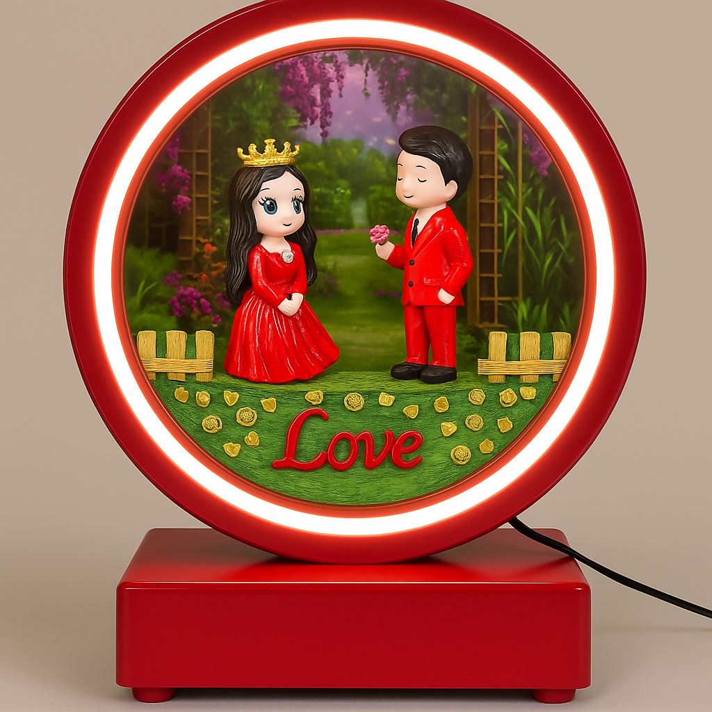 Royal Love Glow Frame Creative Love Couple Light Gift Set, Anniversary Christmas New Year Valentine's Decorative Showpiece