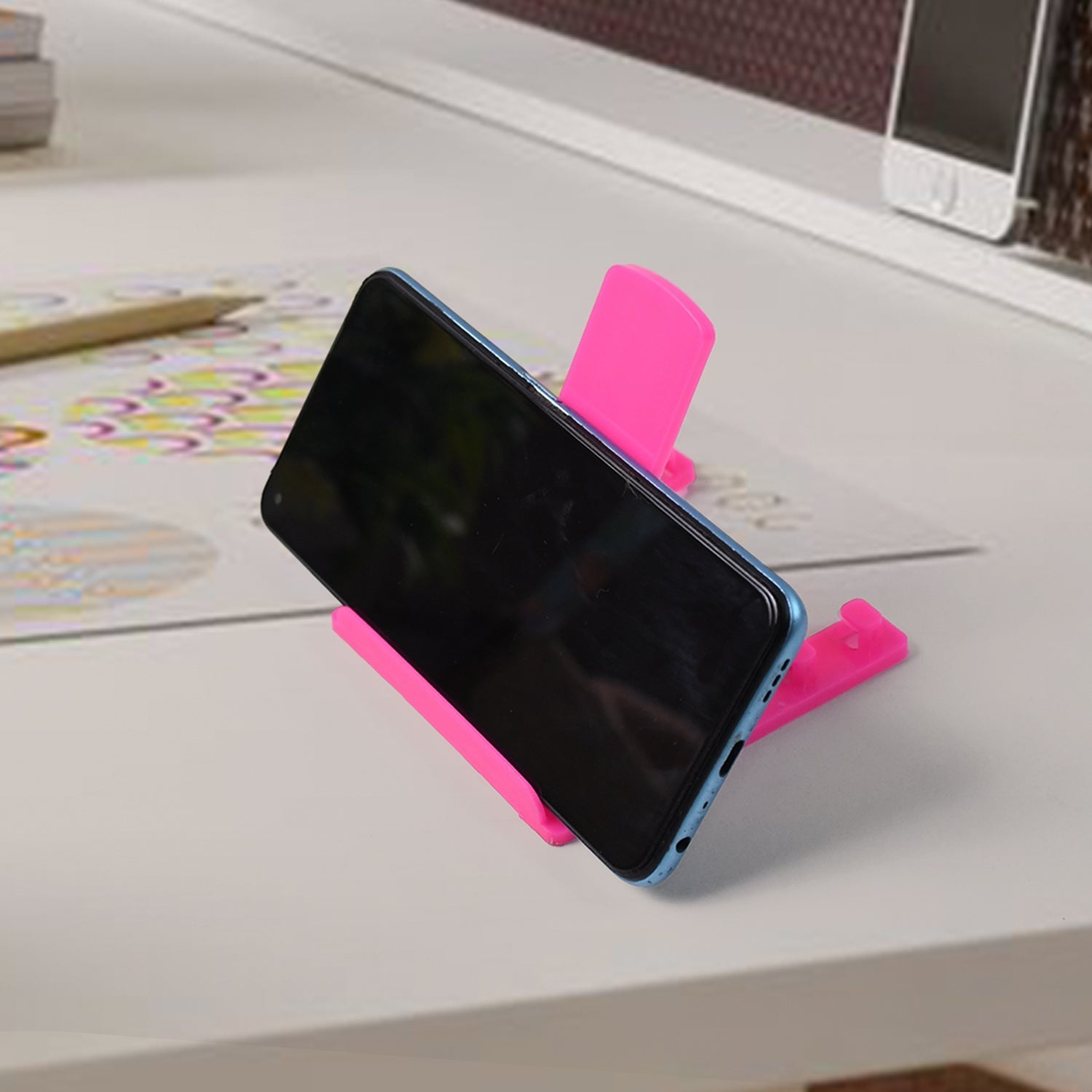 Customized / Personalized Adjustable Foldable Plastic Mobile Phone Stand Holder (1 Pc)