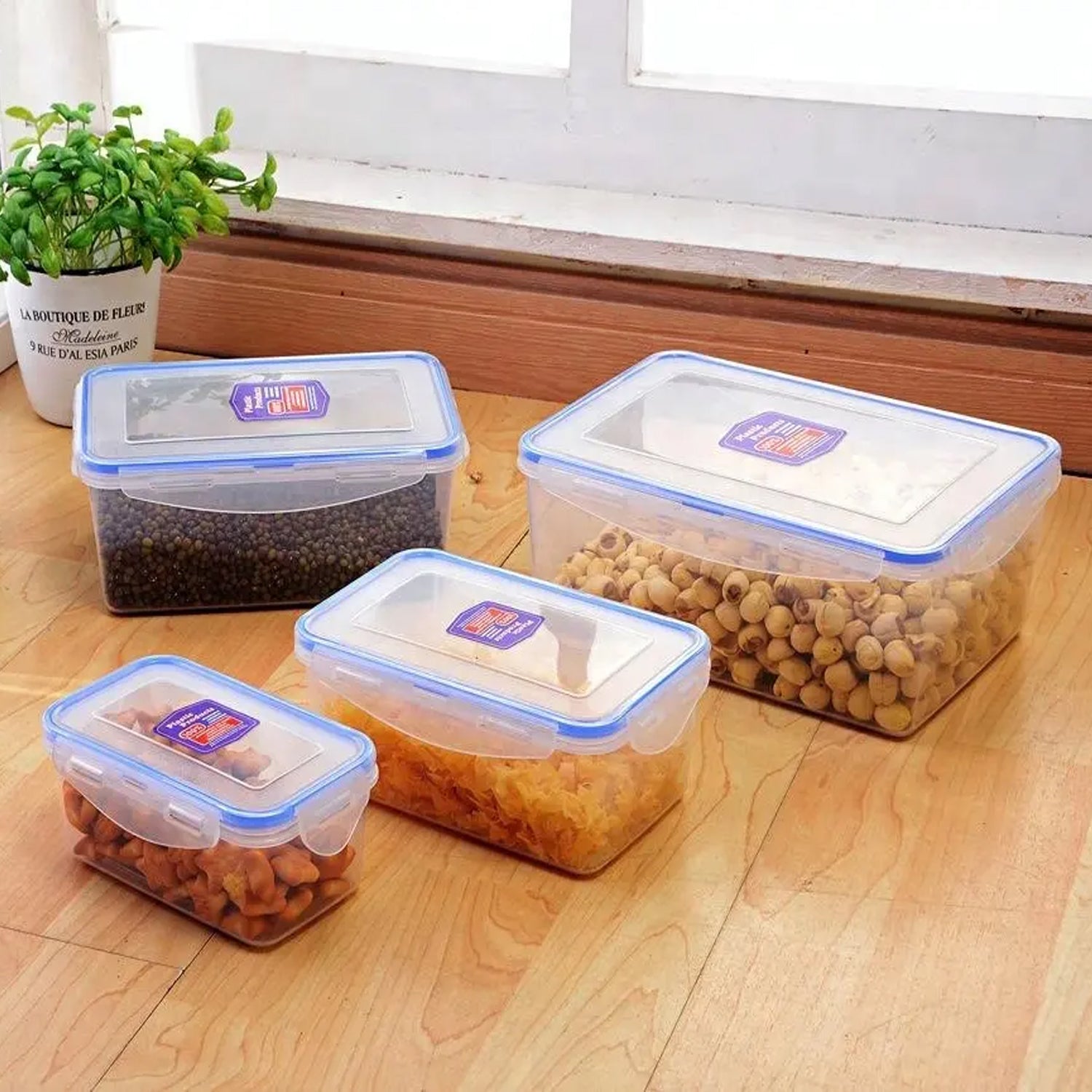 Kitchen Storage Containers Set – Fridge Storage, Plastic Organizer, Snap-Seal Lunch Box (5 Pcs Set)