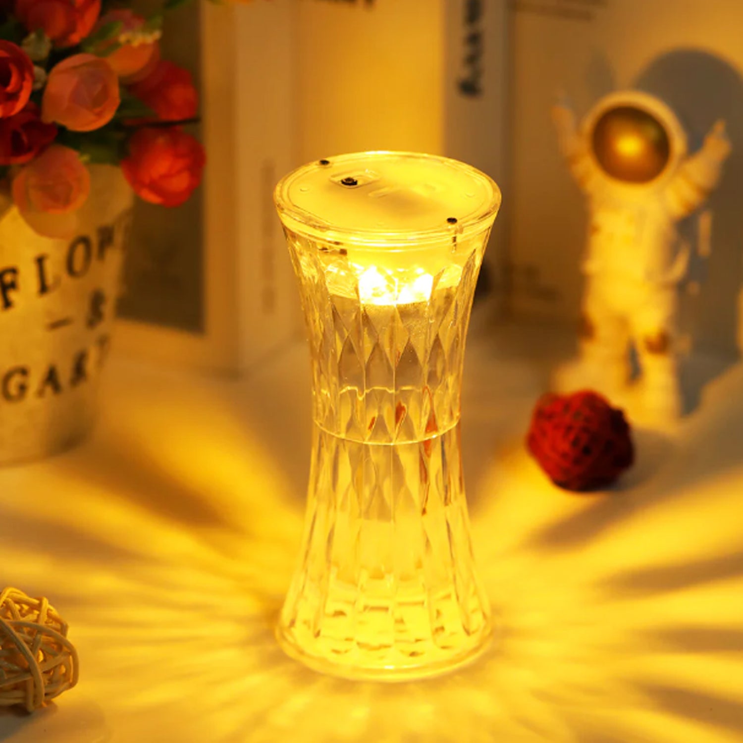 Crystal Table Lamp – Universal Soft Night Light & Study, Bedroom, Office & Children's Room, Diwali (1 Pc)