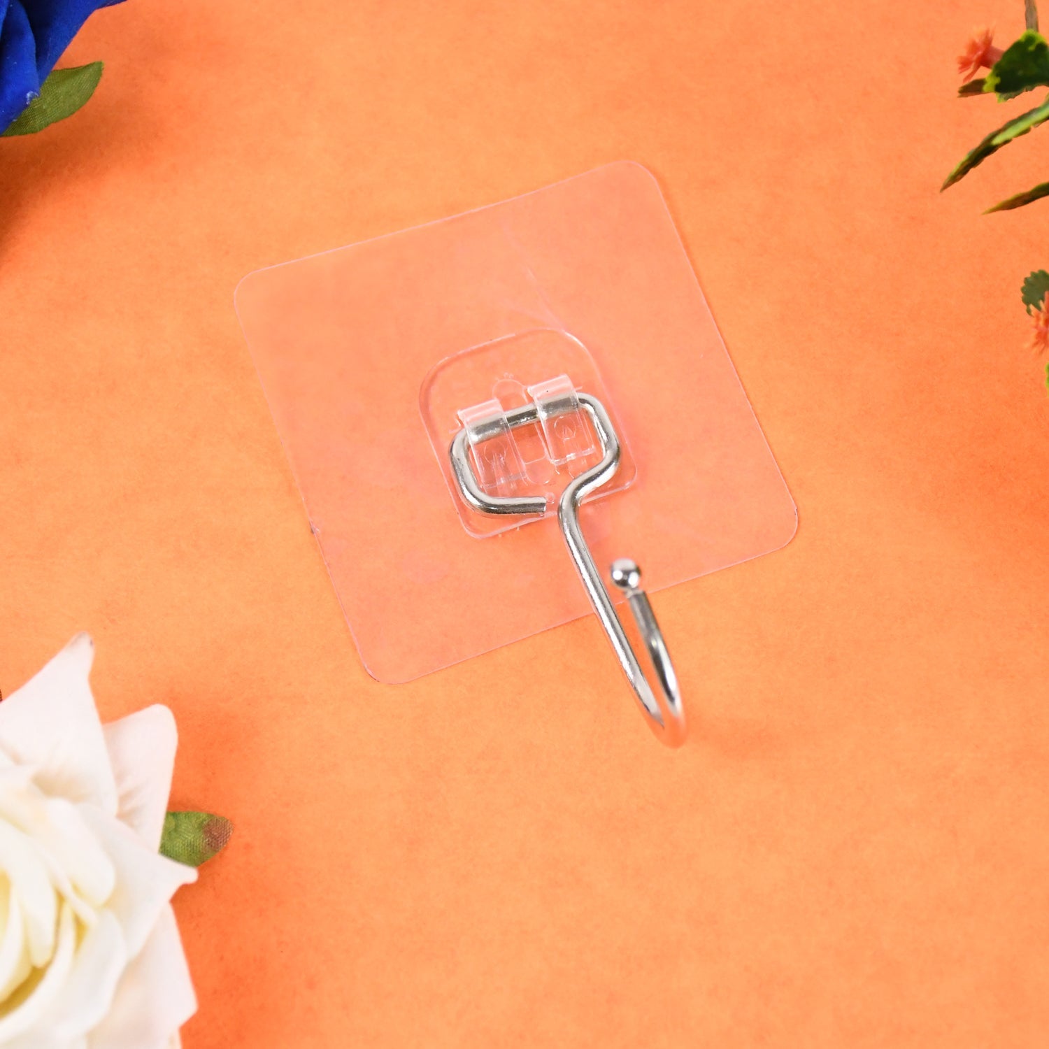 Transparent Large Stainless Steel Self Adhesive Wall Hooks (1 Pc)