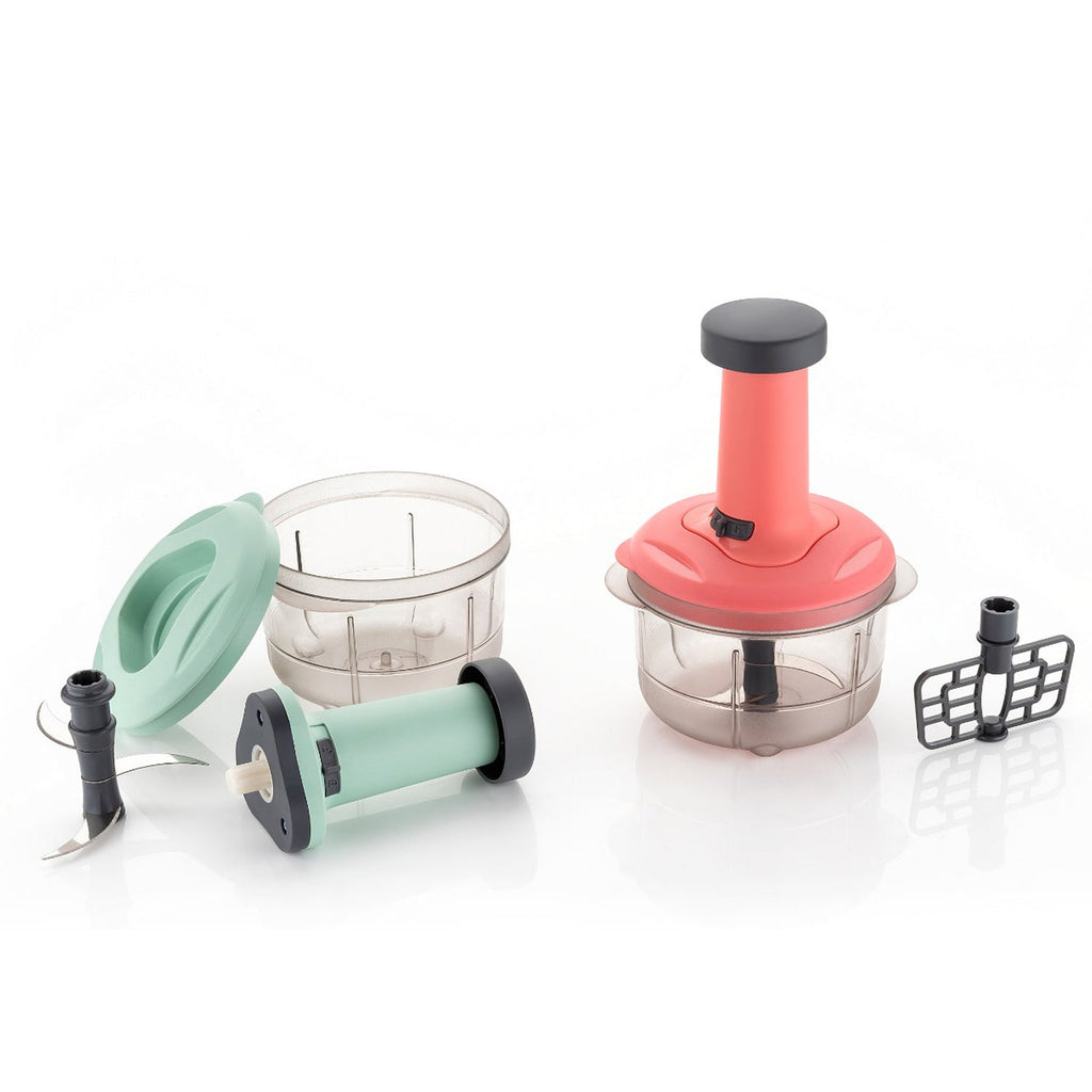 2-in-1 Push Chopper 800ml with Stainless Steel Blade for Quick Food Prep