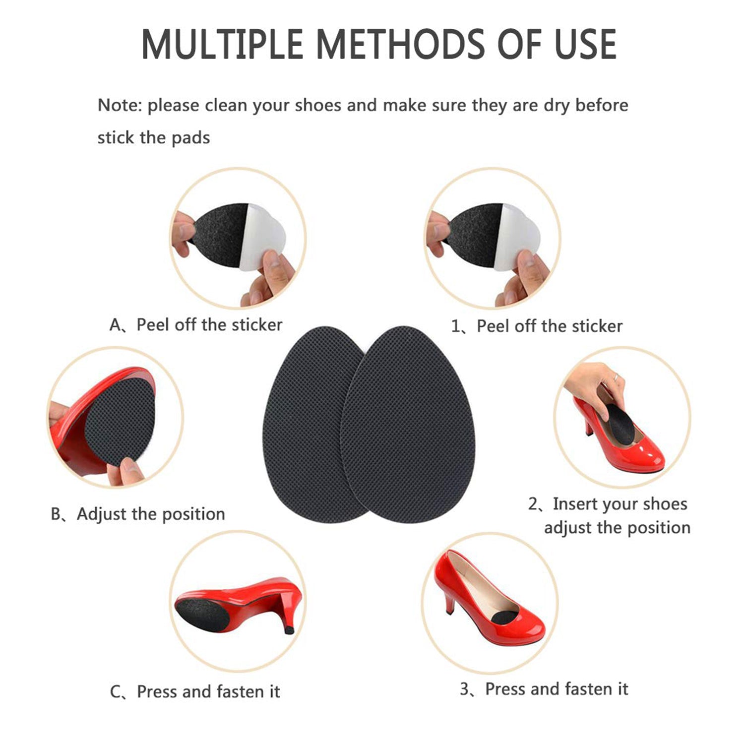 Self Adhesive Anti Slip Grip Sticker For Shoes, Sandals, Heels (1 Pc)