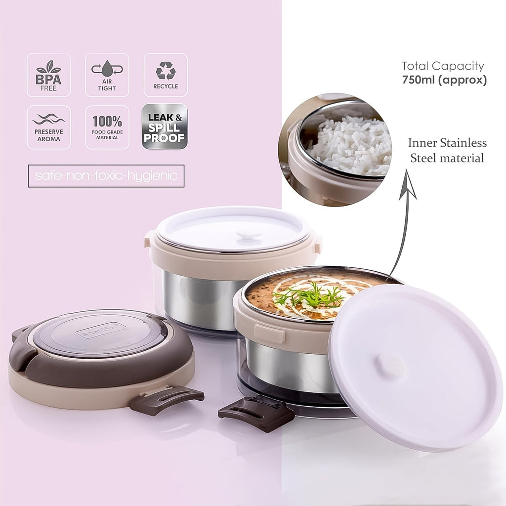 Ganesh Steko-2 Double Layer Stainless Steel Insulated Lunch Box Set