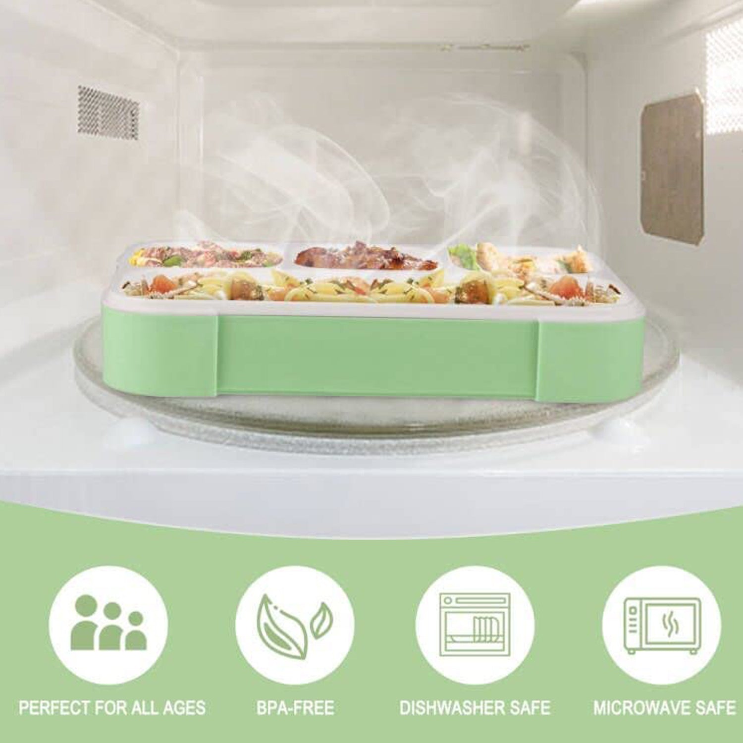 Leak-Proof Lunch Box with 4 Compartments for School & Office Use