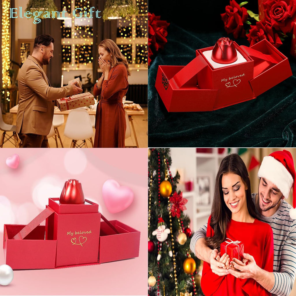 Christmas Gifts for Women Rose Ring Box Jewellery Box Eternal Rose Necklaces Box Wedding Valentine's Day
