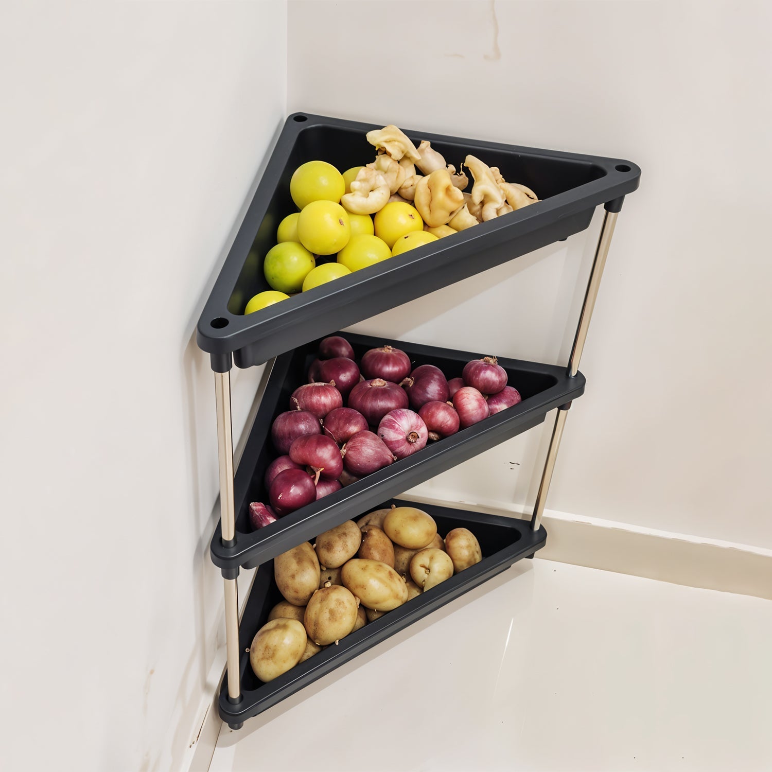 3-Layer Multipurpose Plastic Corner Storage Rack