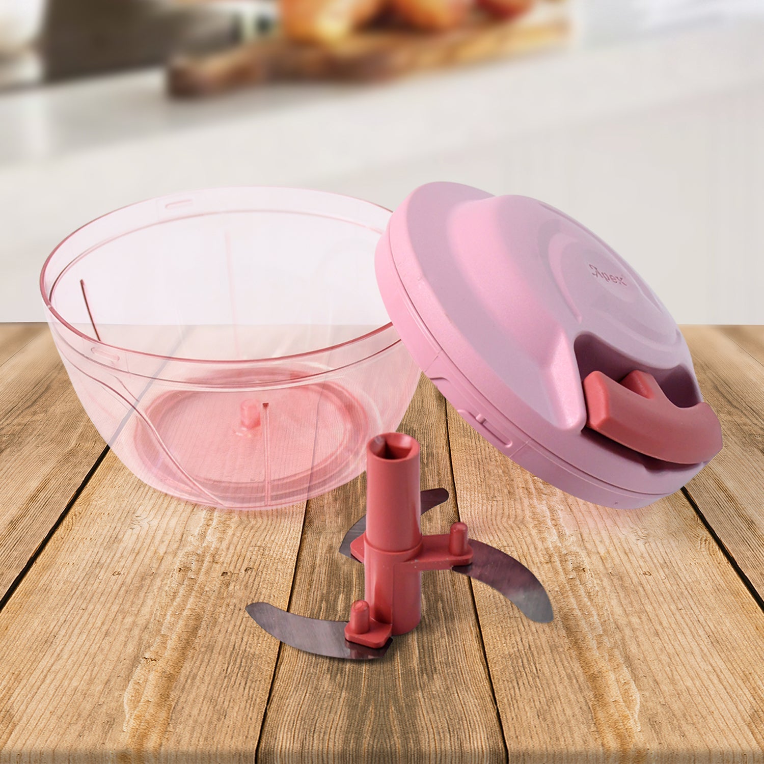Apex Power-X Triple Stainless Steel Blades and Hand-Pull Vegetable Chopper (500Ml)