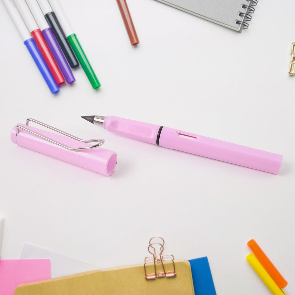 Pink 2-in-1 Everlasting Magic Pencil with Replaceable Eraser – Inkless, Reusable, Portable