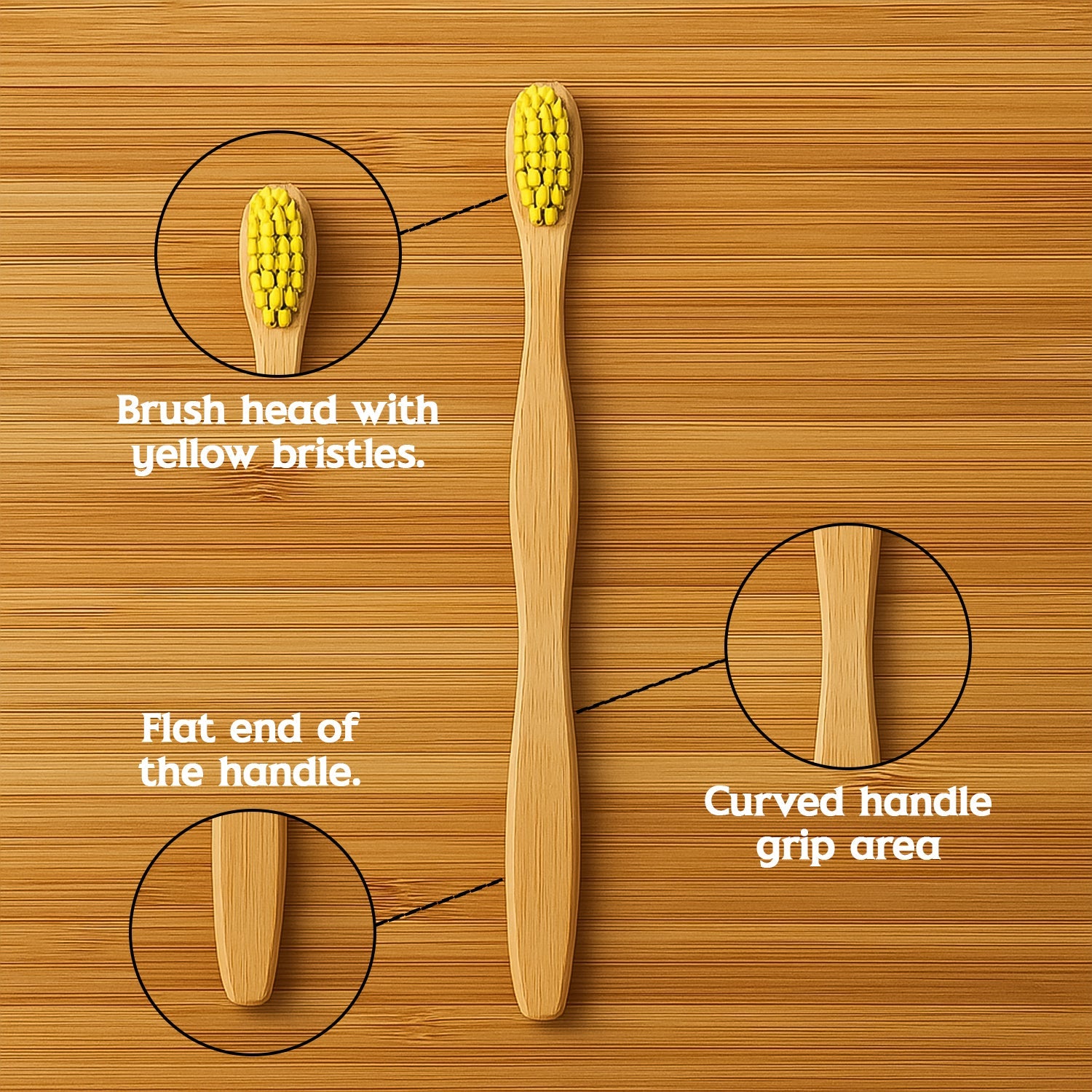 Eco-Friendly Natural Bamboo Toothbrush with Medium Bristles (1 Pc)