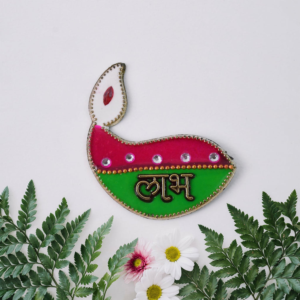 Shubh Labh Diya Shaped Wall Hangings (2 Pc)