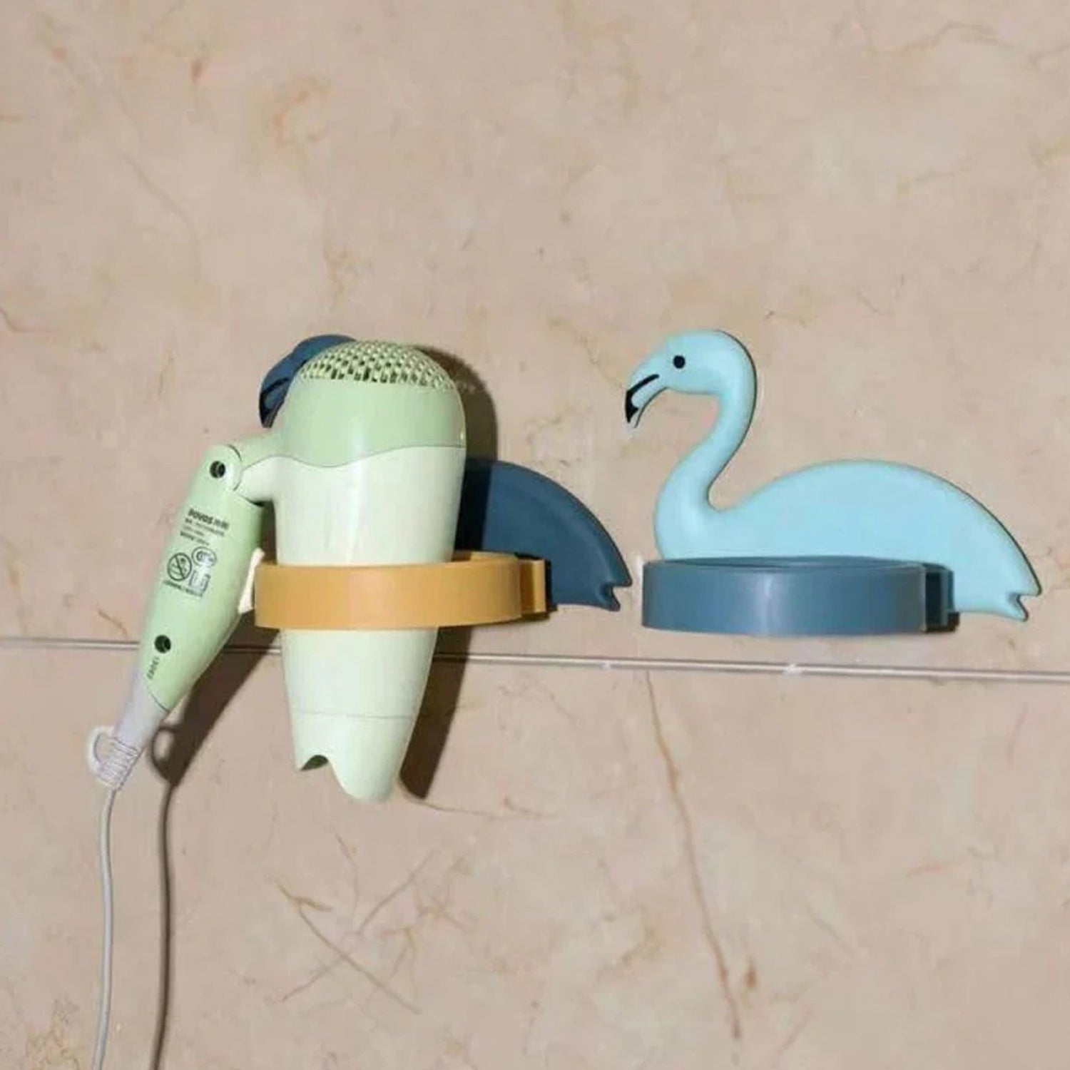 Hair Dryer Wall Mount Holder, Organiser Stand with Hooks for Bathroom Storage
