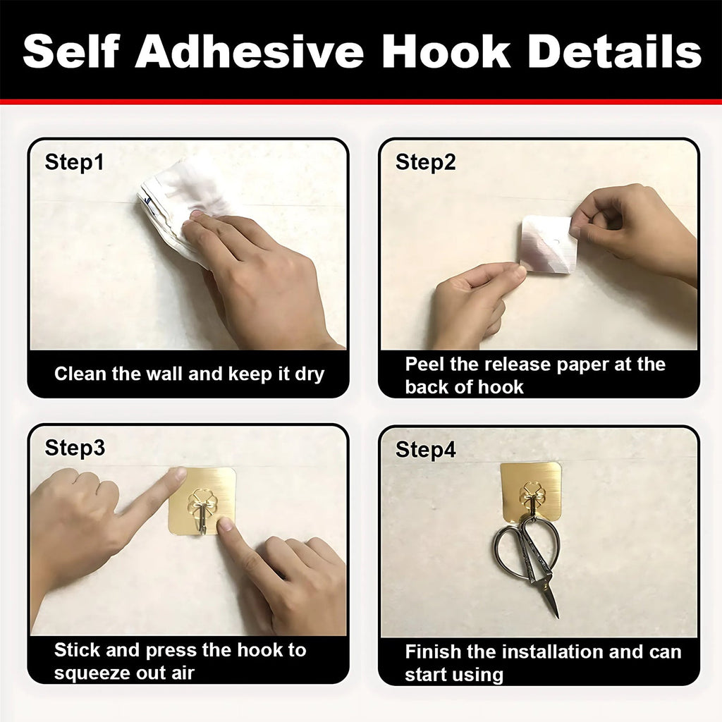 Plastic Adhesive Sticky Waterproof and Oil Proof, Wall Hook (5.5×3.5 Cm & 10 Pc)