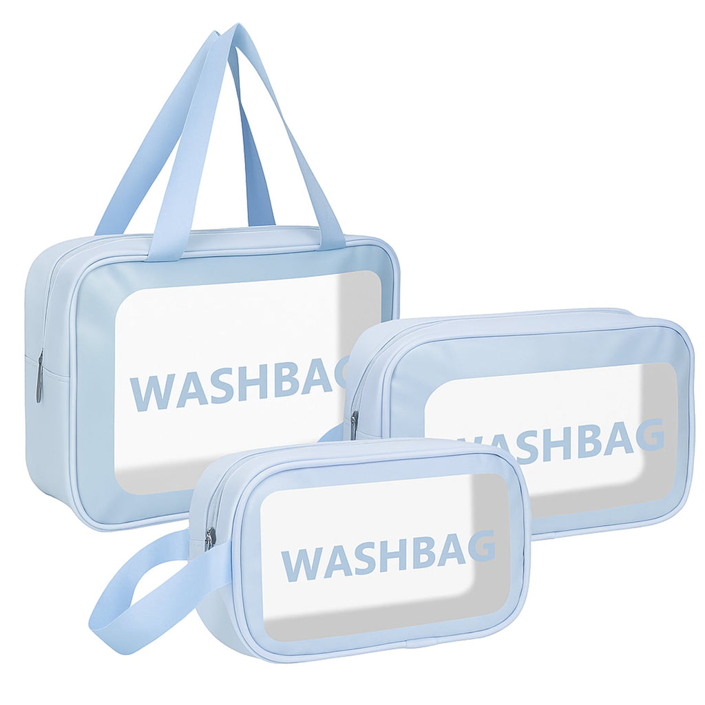 3-IN-1 Waterproof Transparent Travel Toiletry Bag Set