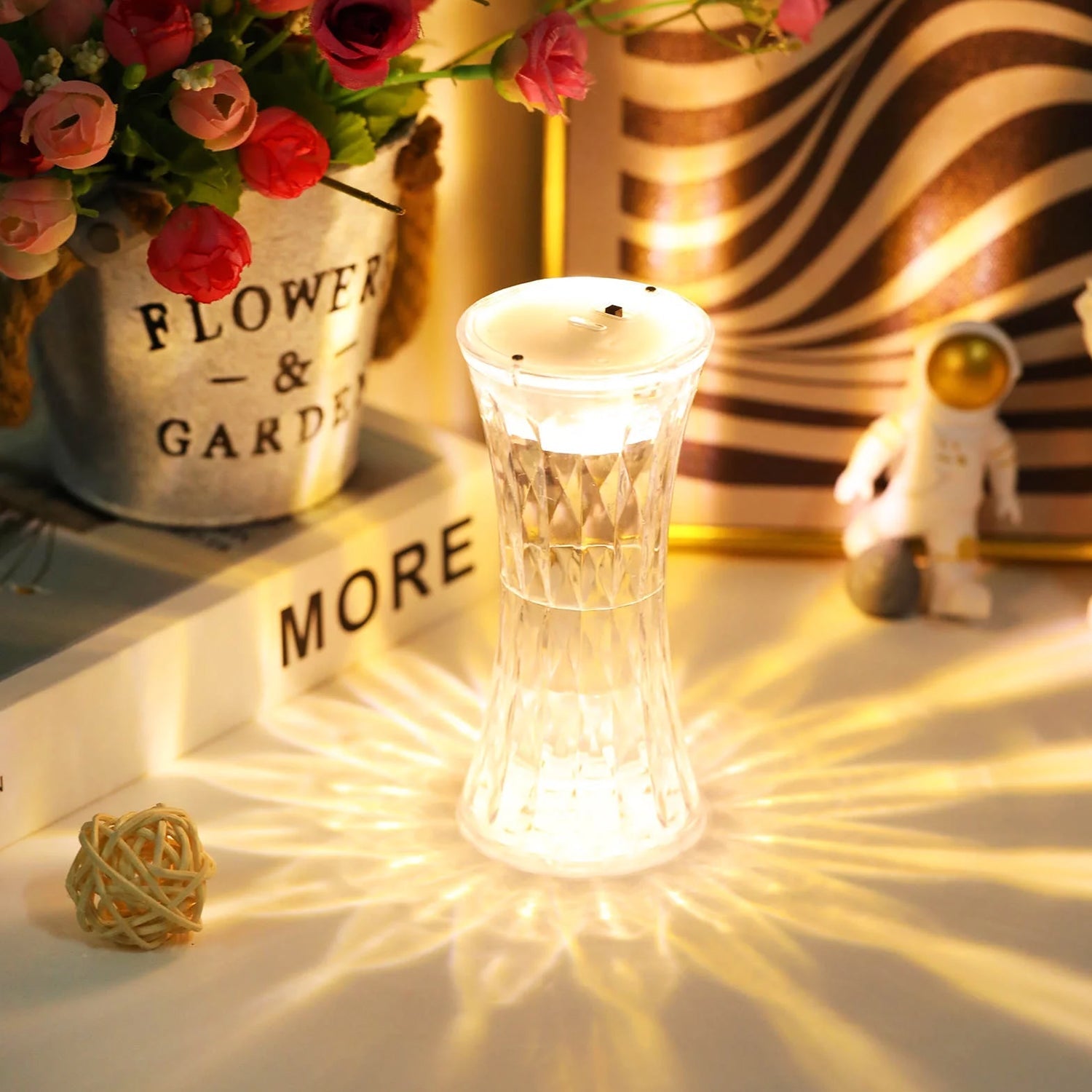 Crystal Table Lamp – Universal Soft Night Light & Study, Bedroom, Office & Children's Room, Diwali (1 Pc)