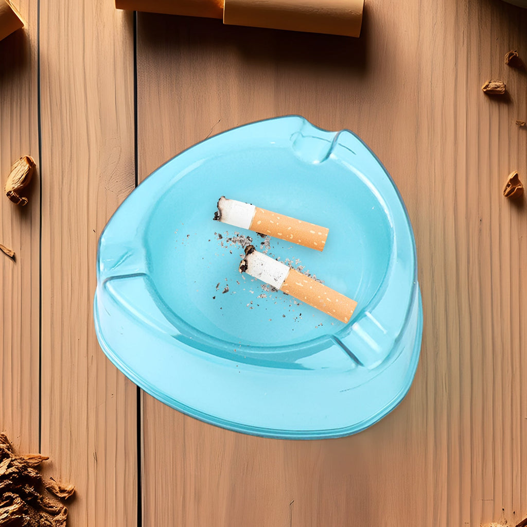 Oblivion Heavy-Duty Transparent Plastic Ashtray with Triple Rest Slots – Anti-Slip Base (1 Pc)