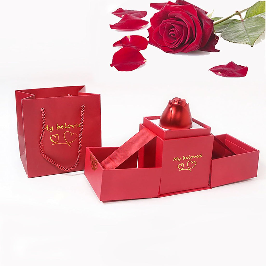 Christmas Gifts for Women Rose Ring Box Jewellery Box Eternal Rose Necklaces Box Wedding Valentine's Day