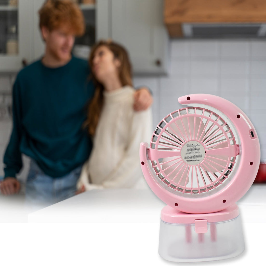 Desktop Fan - Camping Fan with LED Light, Portable Humidifying Fan (1 Pc / Plug & Play Fan)