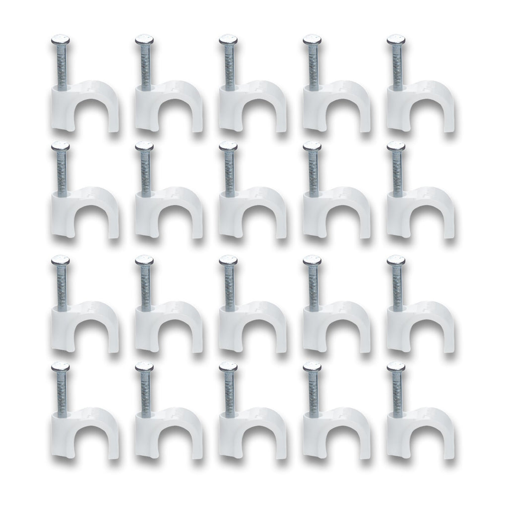 Wire Wall Clips, Plastic Cable Clips Round Wire Pins with Steel Nail (20 Pcs Set)