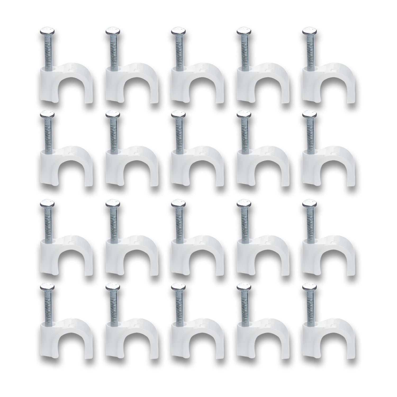 Wire Wall Clips, Plastic Cable Clips Round Wire Pins with Steel Nail (20 Pcs Set)