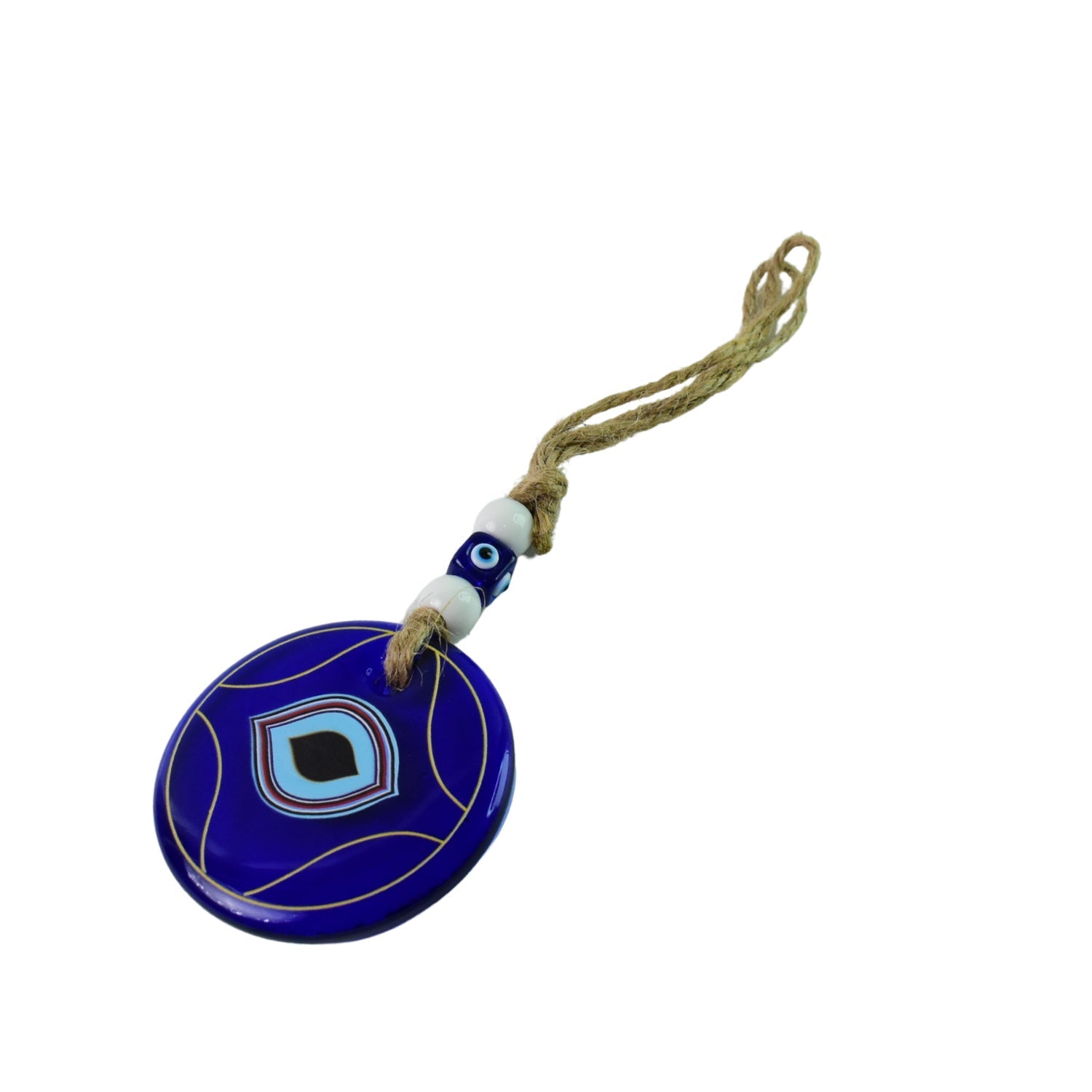 Decorative Evil Eye Wall Hanging Nazar Protector Charm with Beads, Wind Chime (1 Pc)