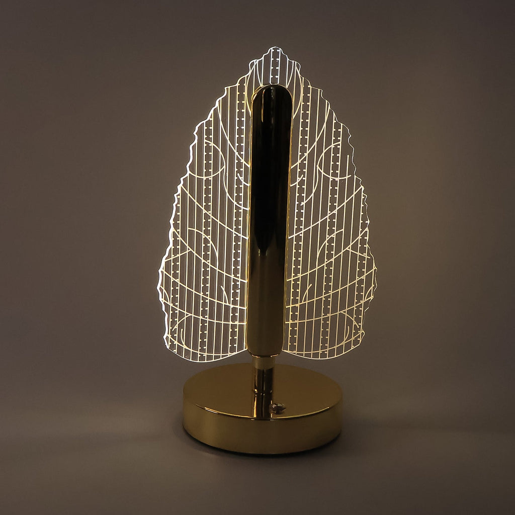 Elegant Plastic LED Table Lamp with Leaf Design Shade (1 Pc)