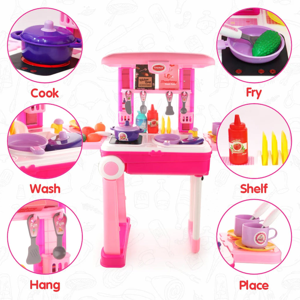 3-in-1 Kitchen Set for Kids with Suitcase – Role Play Cooking Toy for Girls & Boys (3+)