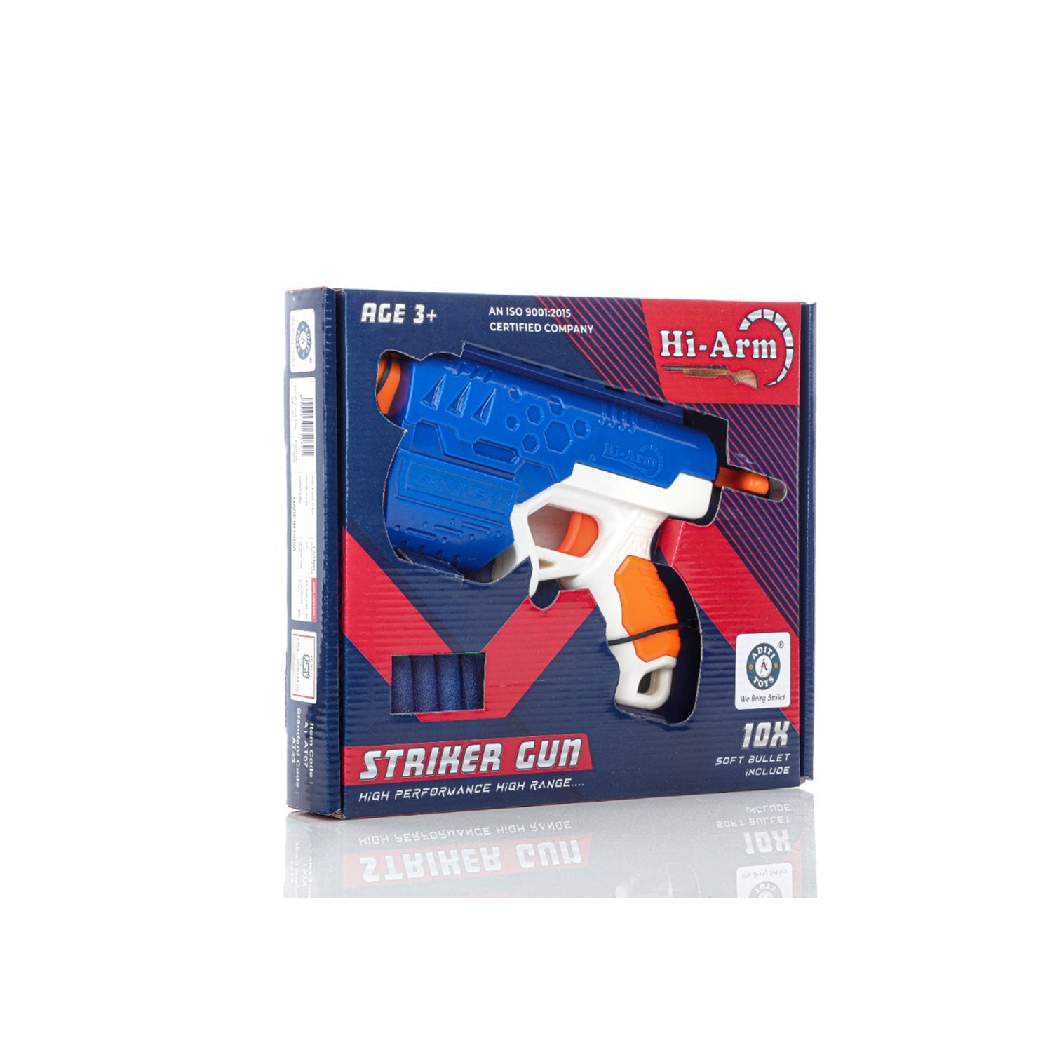 Hi-Arm Gun with 10x Foam Suction Bullets, ABS Plastic, Target Shooting