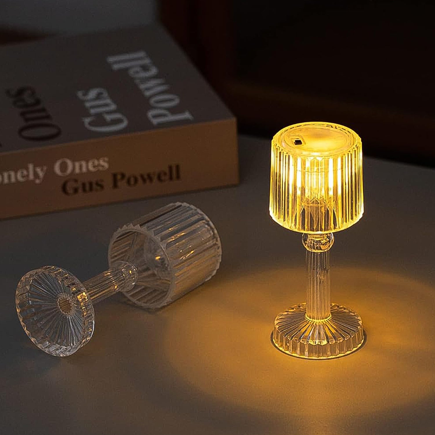 Big Acrylic LED Desk Lamps Table Lamp Portable Crystal, Diwali (1 Pc / Big)