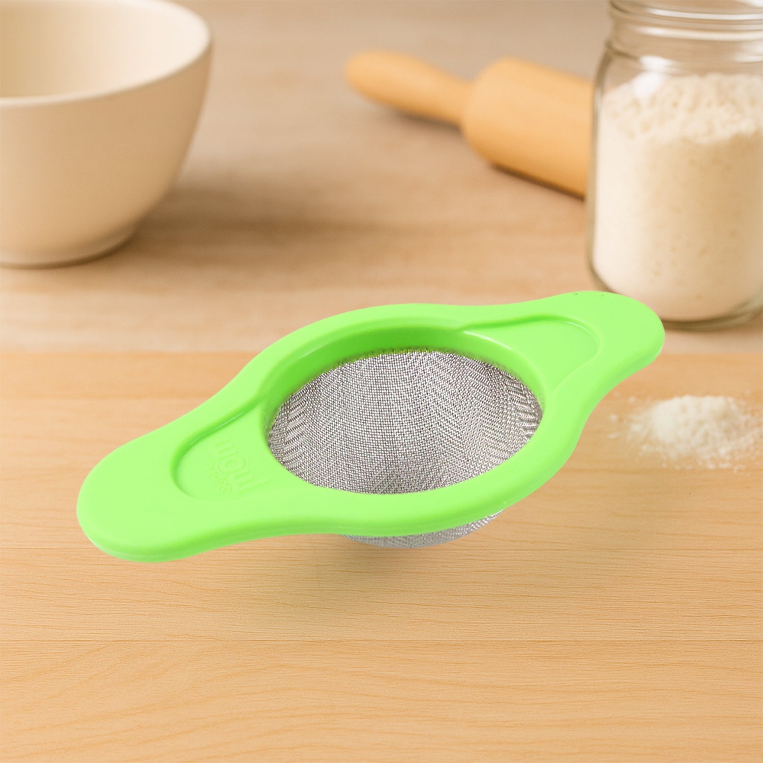 Supermom Stainless Steel Mesh Strainer with Dual Handle Plastic Frame (1 Pc)