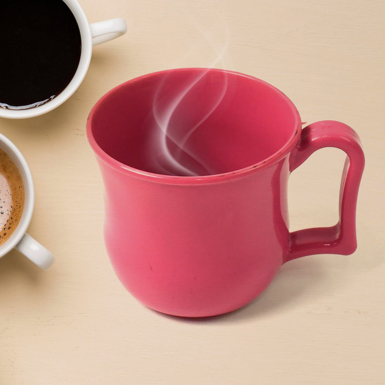 Customize Premium Plastic Coffee / Tea Cups / Mug with Handle (1 Pc / Loose / Mix Color)