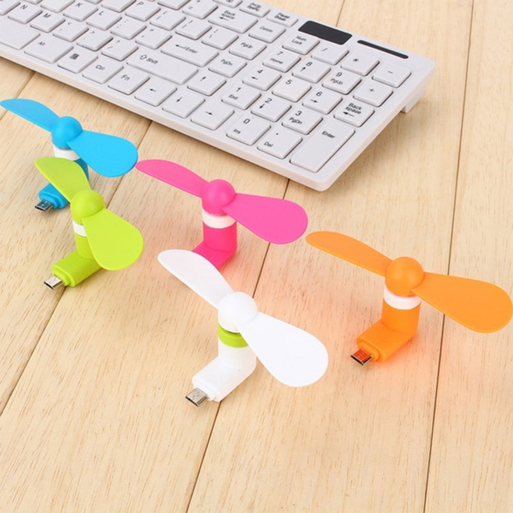 mini USB fan For Having cool air instantly, anywhere and anytime purposes (Micro Port / Mix Color)