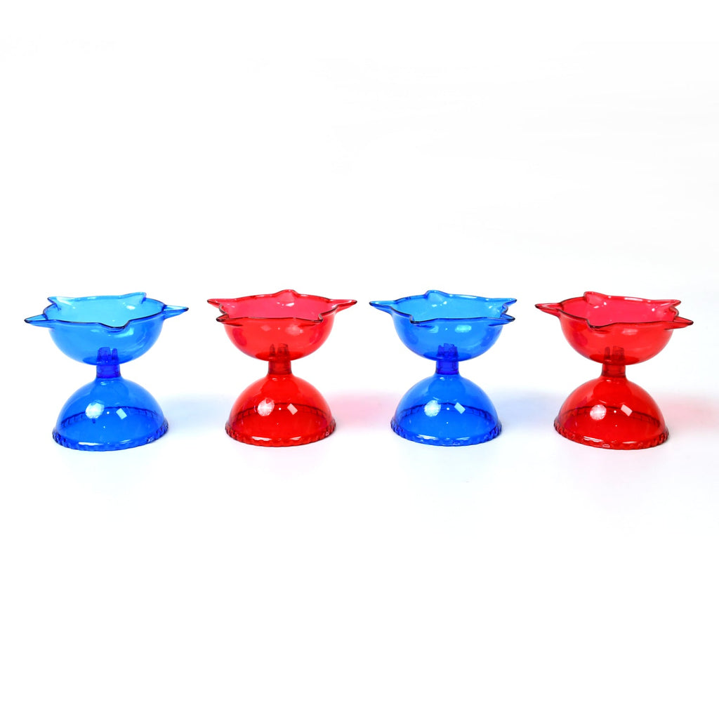 Colourful Reflection Diya Combo Plastic Candle Cup with Multi Shape, Diwali (4 Pcs Set)
