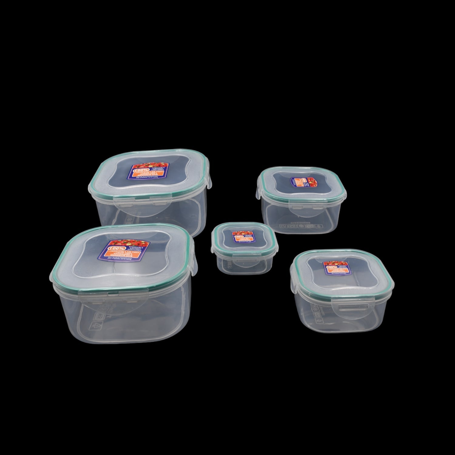 Kitchen Storage Containers Set – Fridge Storage, Plastic Organizer, Snap-Seal Lunch Box (5 Pcs Set)