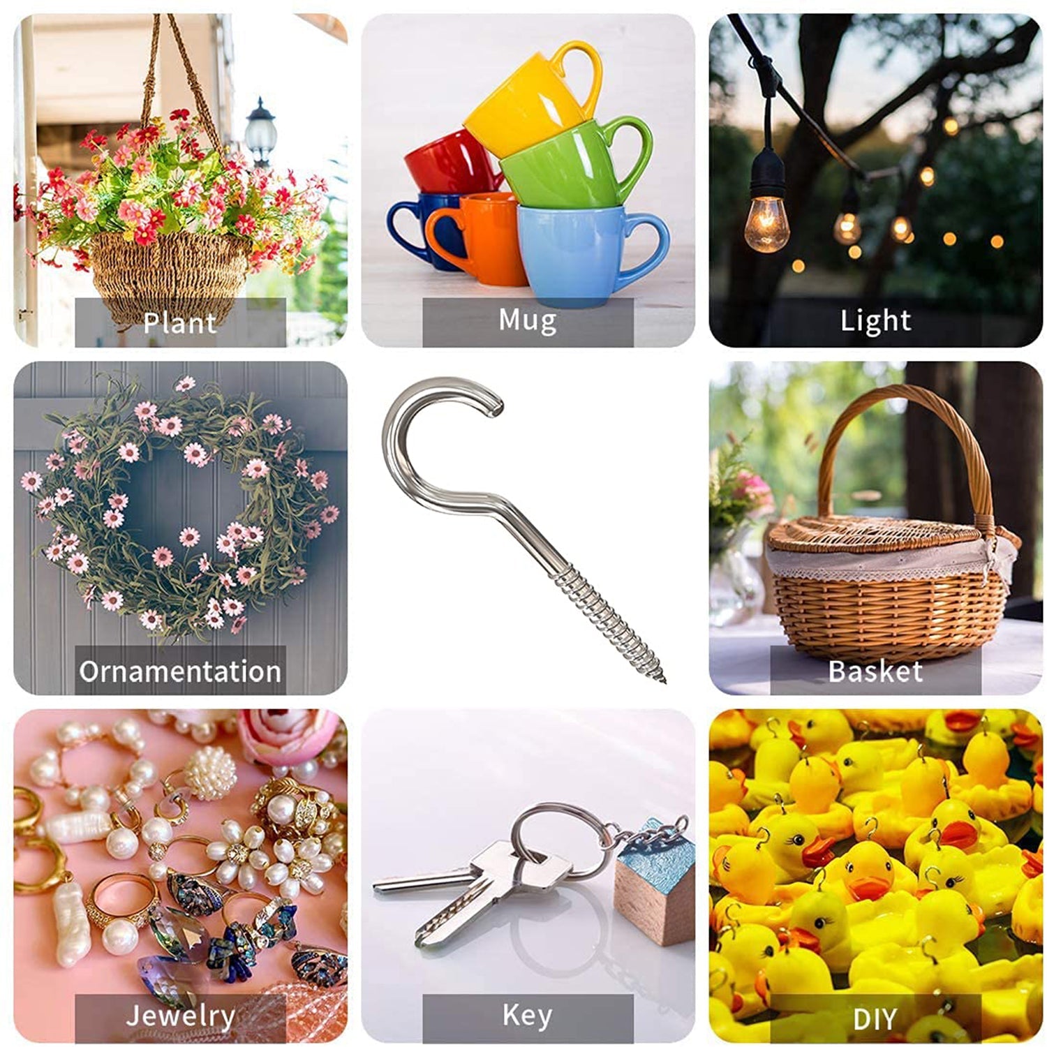 Eye Hooks Screw in Heavy Duty, Stainless Steel Eye Bolts Screw (7 Pc Set)