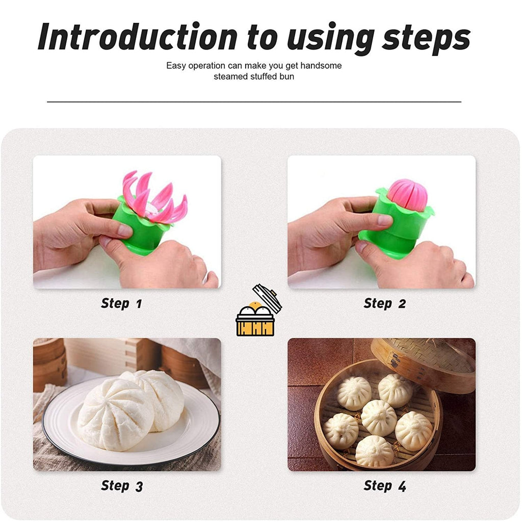 Momos maker Plastic Mold and Filling Spoon Cooking Tools Set Steamed Stuffed Bun Maker and Dumpling Maker for Cooking Delicious