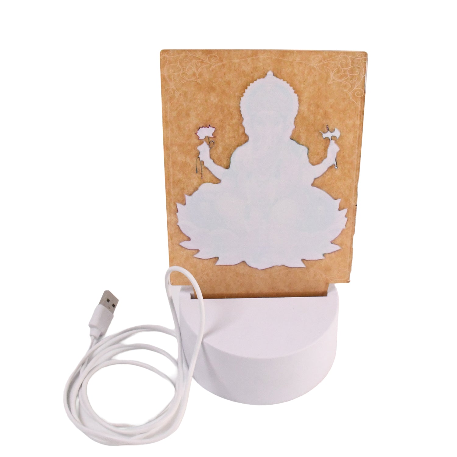 Beautiful 3D Lord Ganesh Frame with soft white light, Ganesh Ganesha (1 Pc)