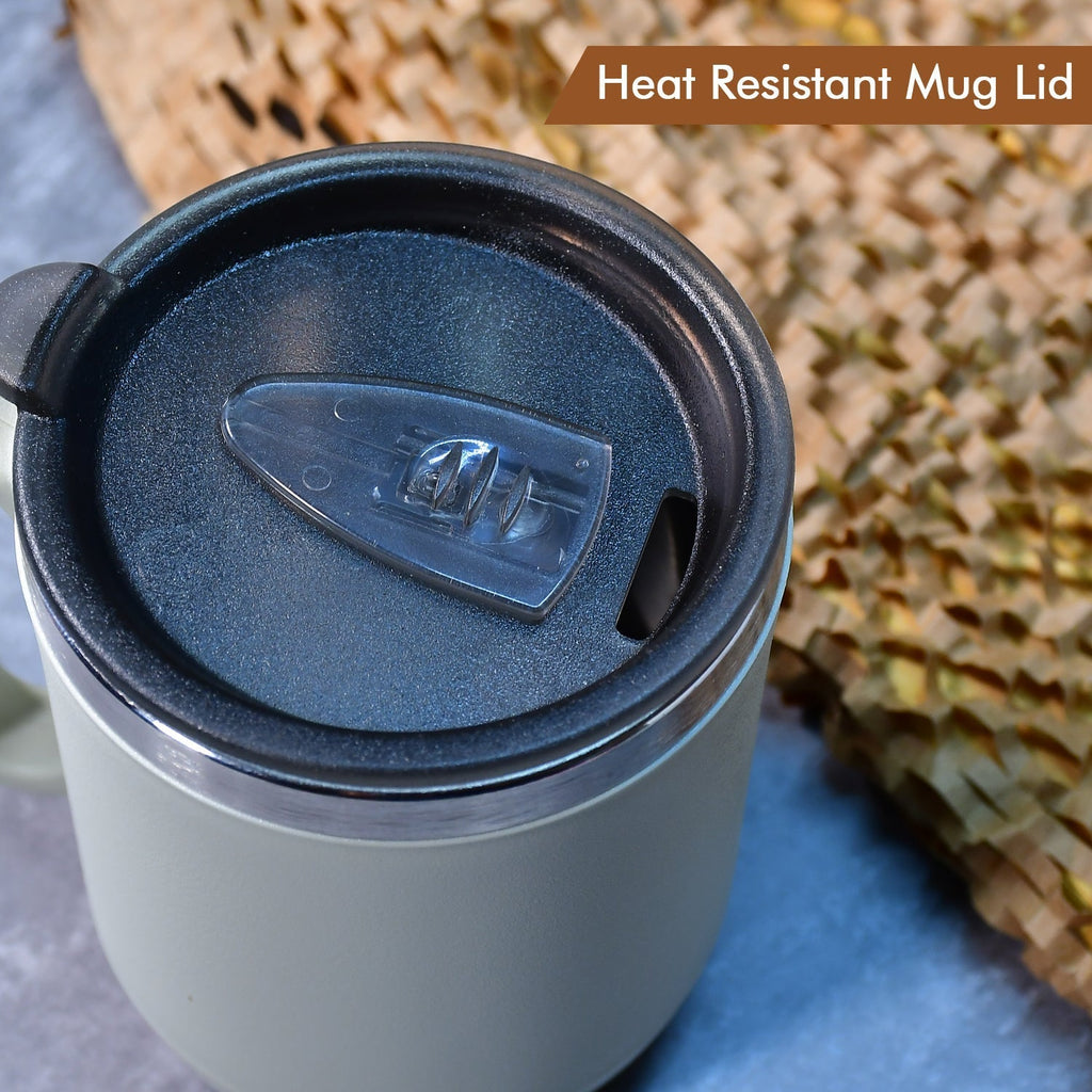 Customize Ganesh Premium Stainless Steel Coffee Mug with heat resistant mug lid. Approx 400Ml mug.